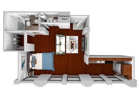 Main 3 Downtown - A2 (Landmark) - Studio/1 bath - 3D